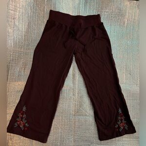 Karyn Seo Embroidered Hem Wide Leg Knit Drawstring Pants. Size X-Large